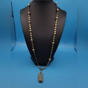 Vintage 14K Gold Filled Long Statement Dangle Necklace